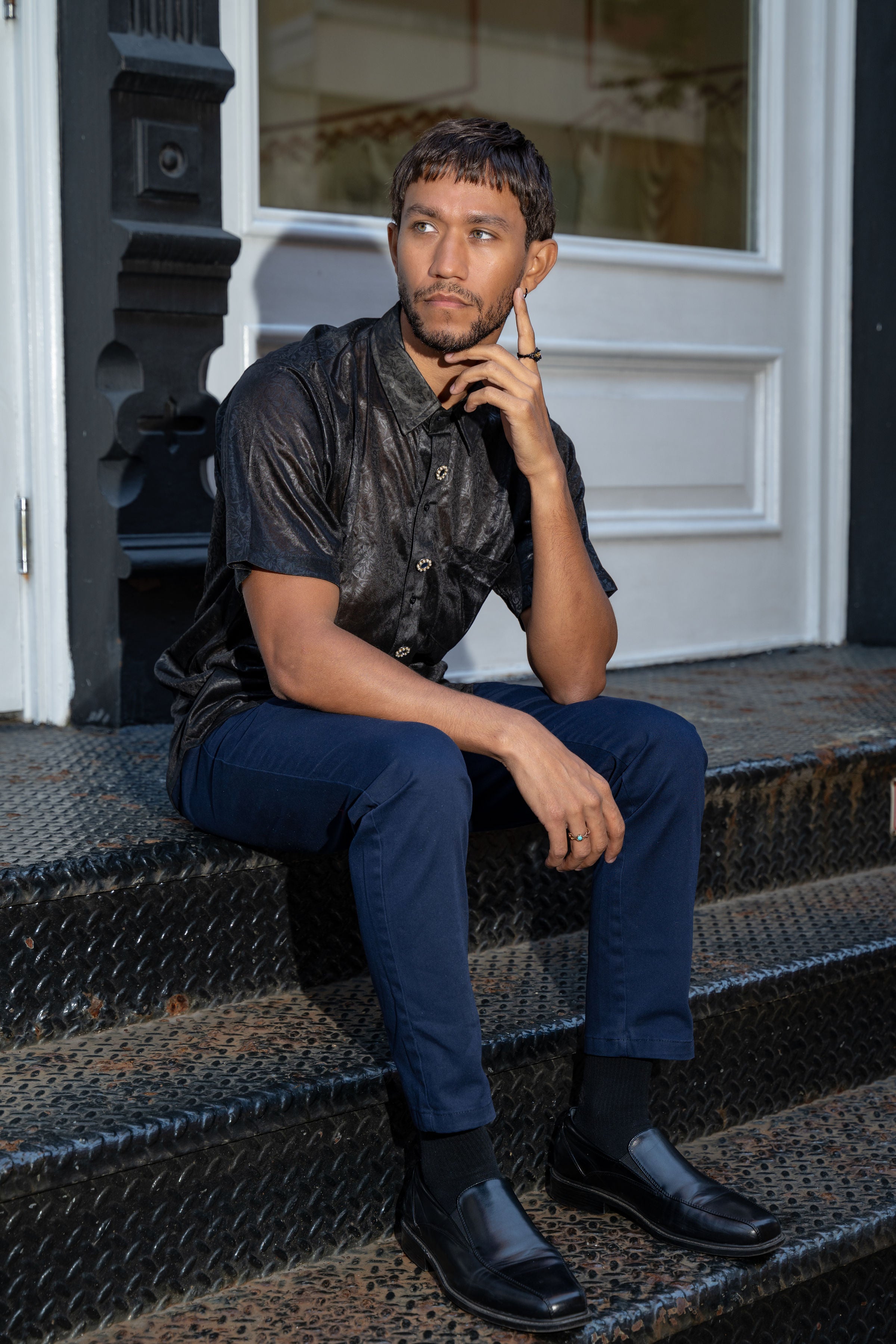 Midnight Satin Shirt