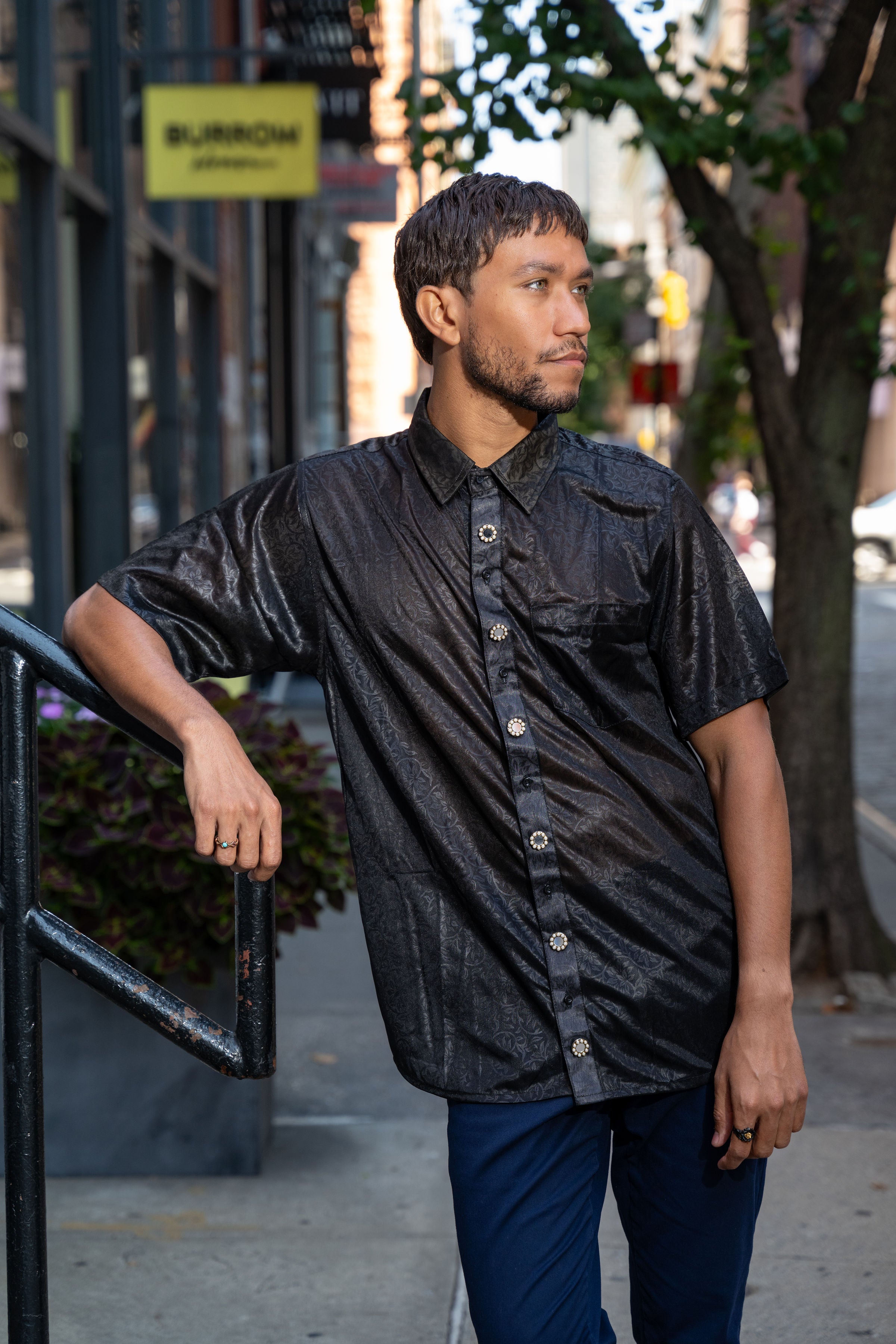 Midnight Satin Shirt