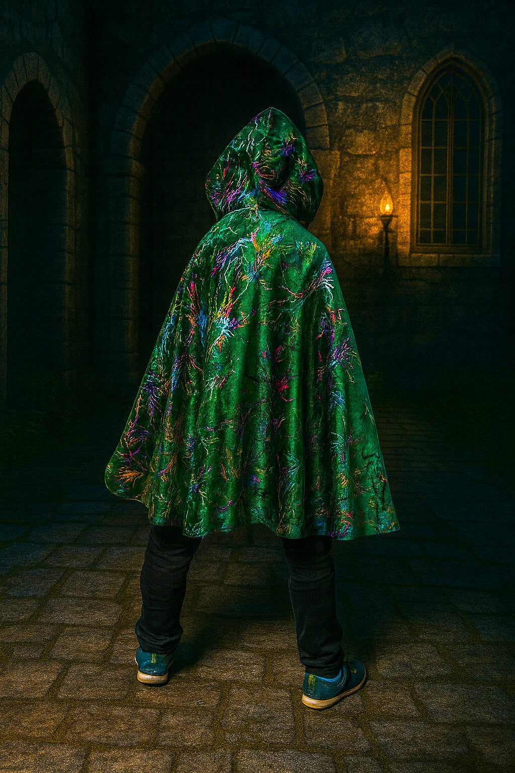 Reversible Kids Wizard Cape and Glowing Wand