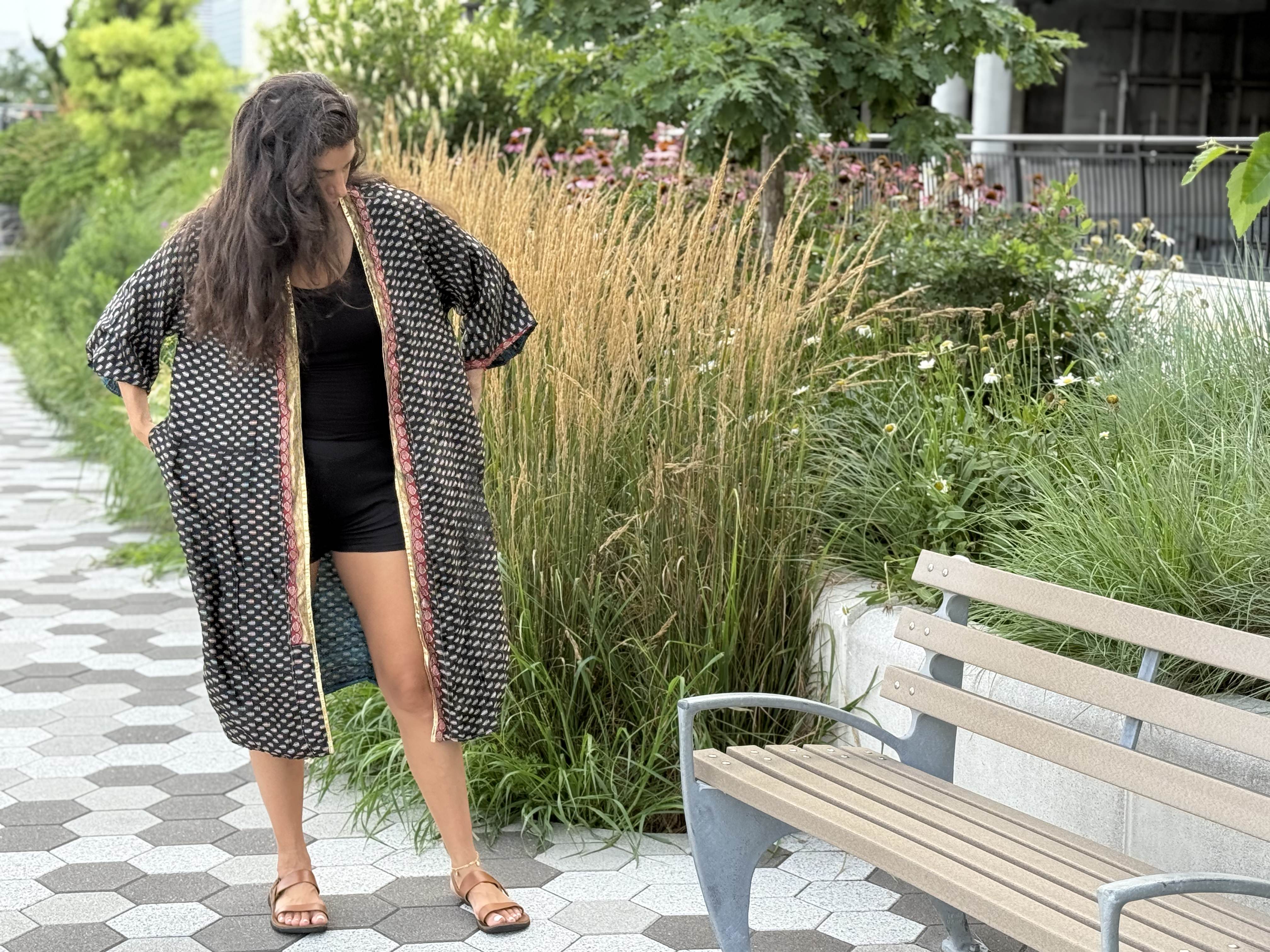 Reversible Saree Kimono - Indigo