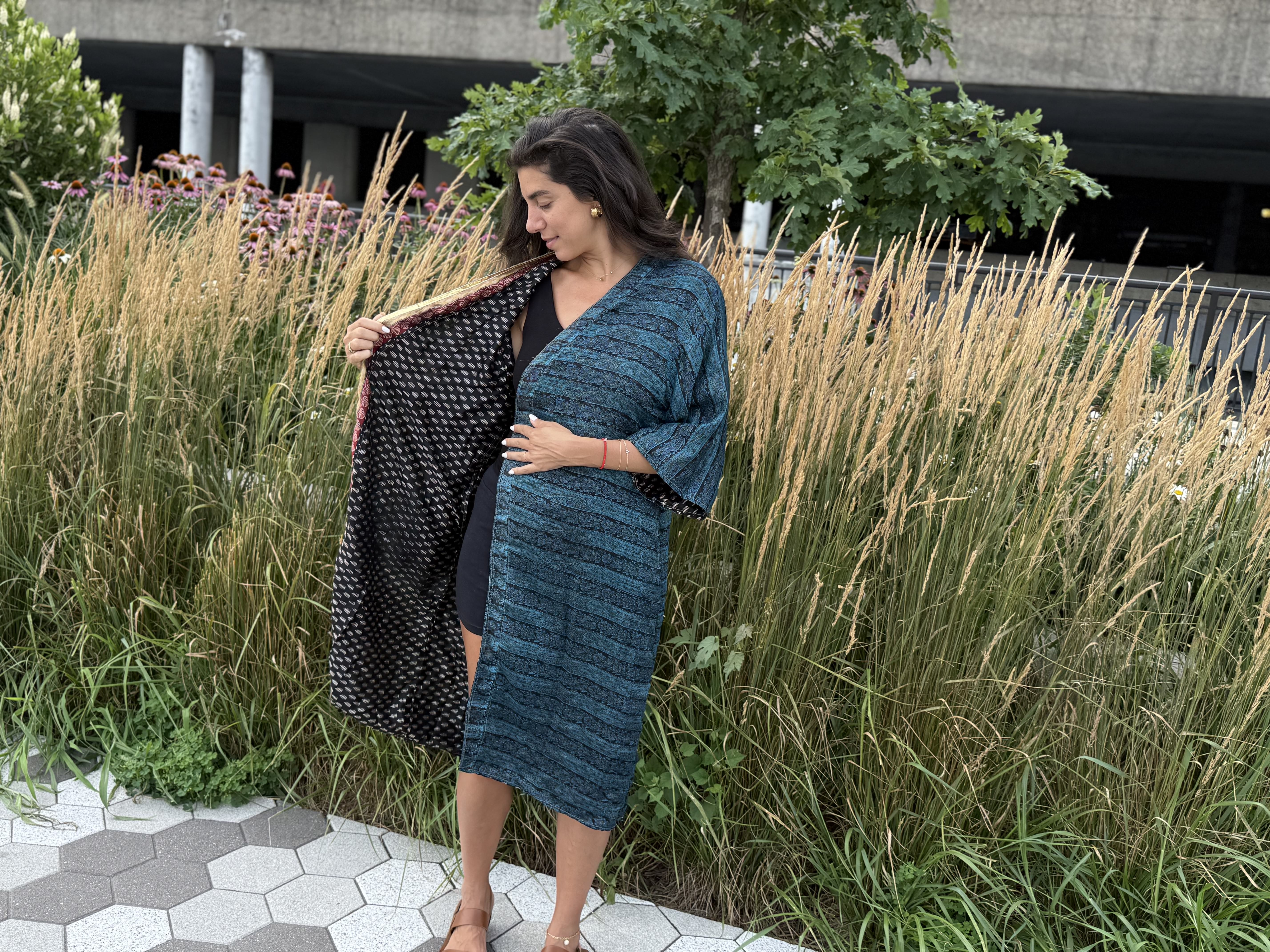 Reversible Saree Kimono - Indigo