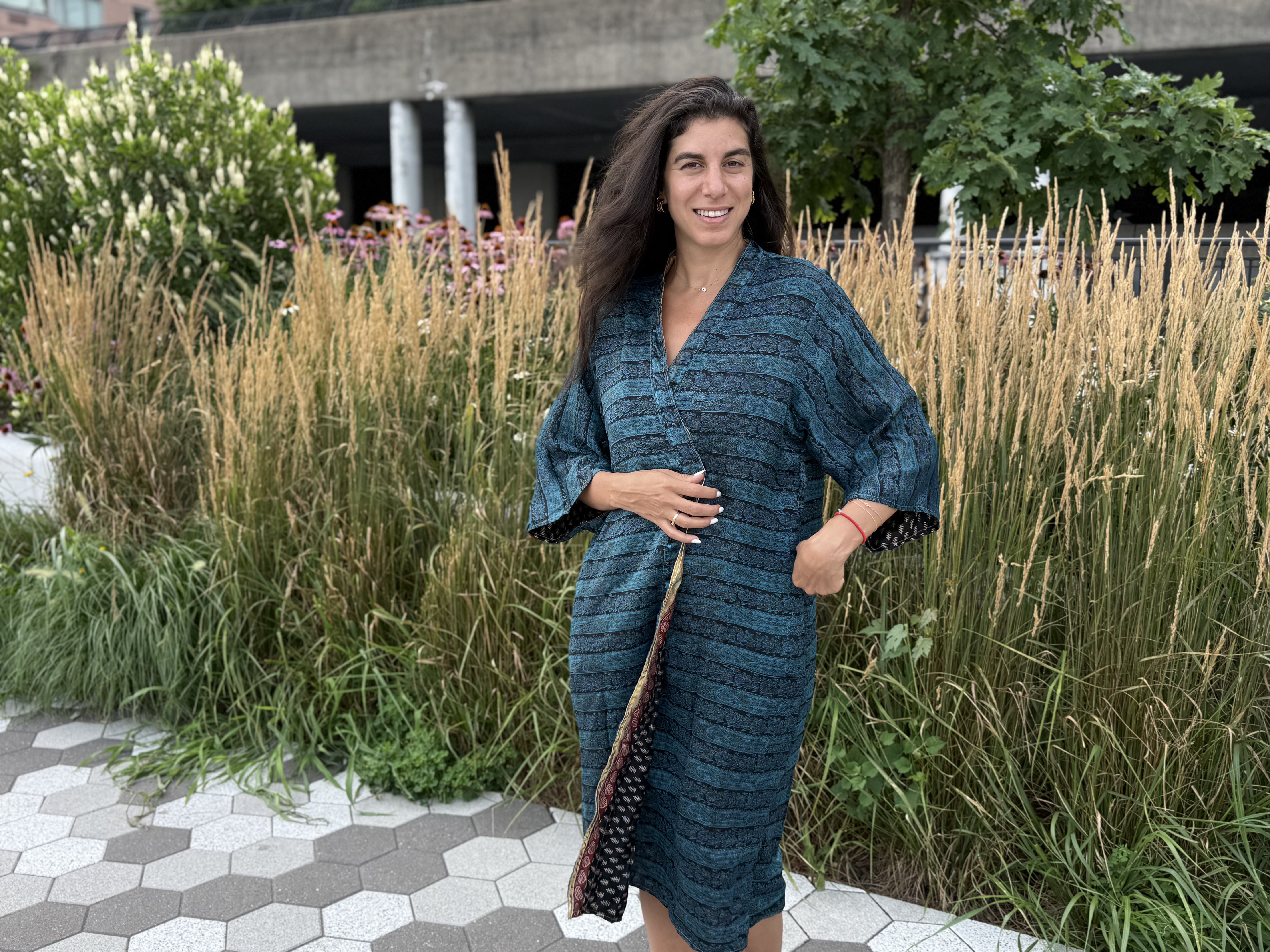 Reversible Saree Kimono - Indigo