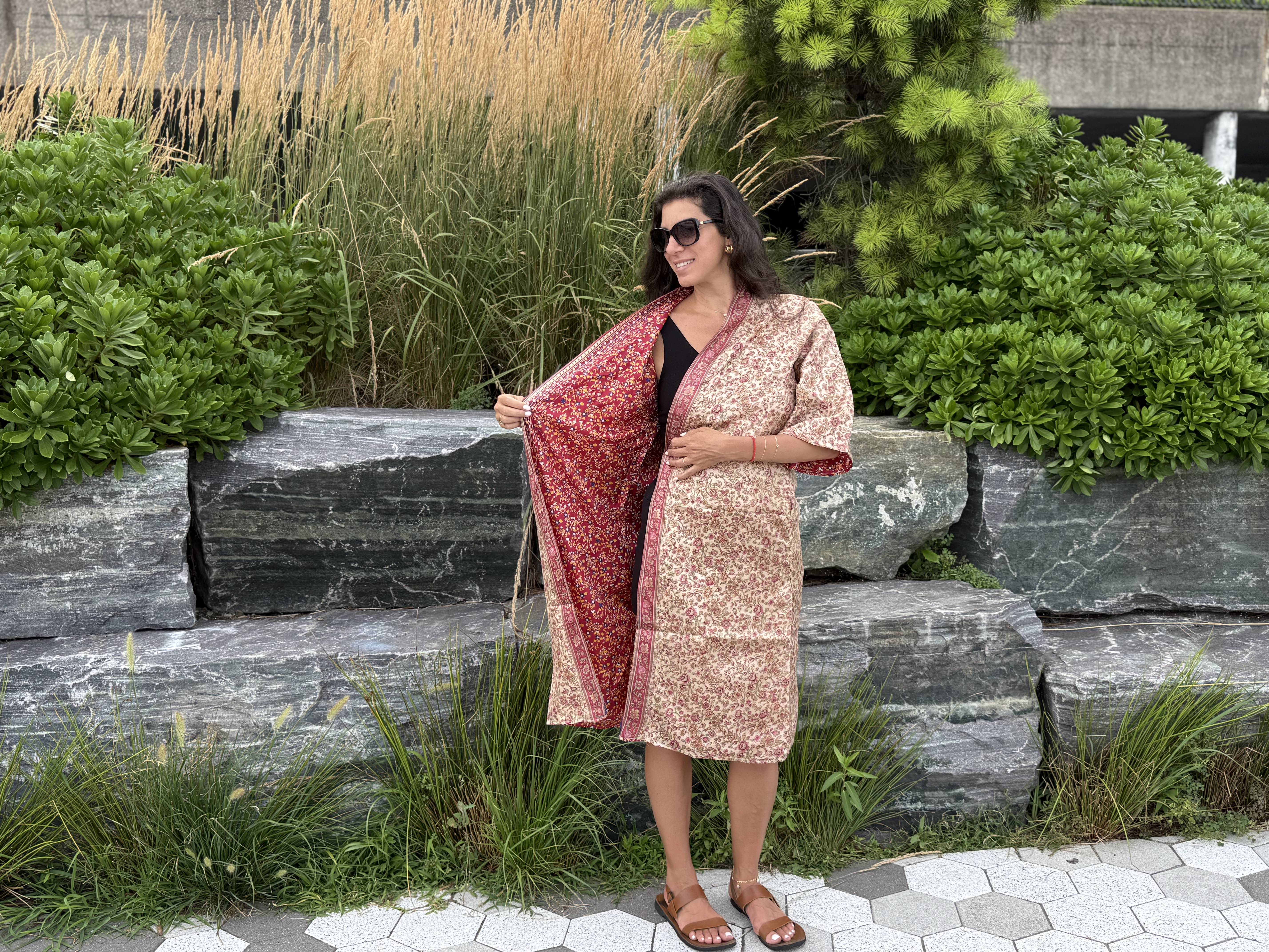 Reversible Saree Kimono - Daisy