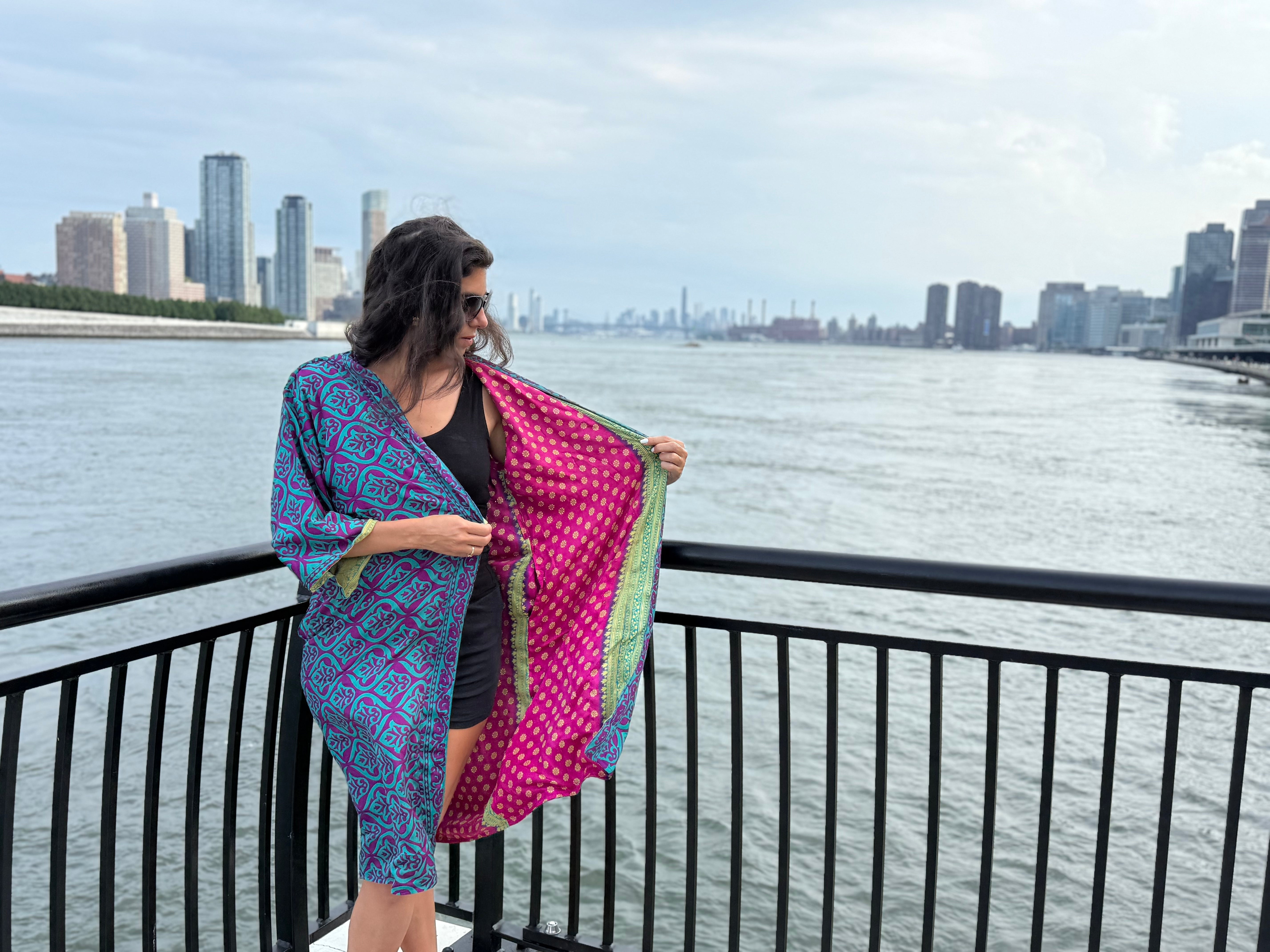 Reversible Saree Kimono Rose