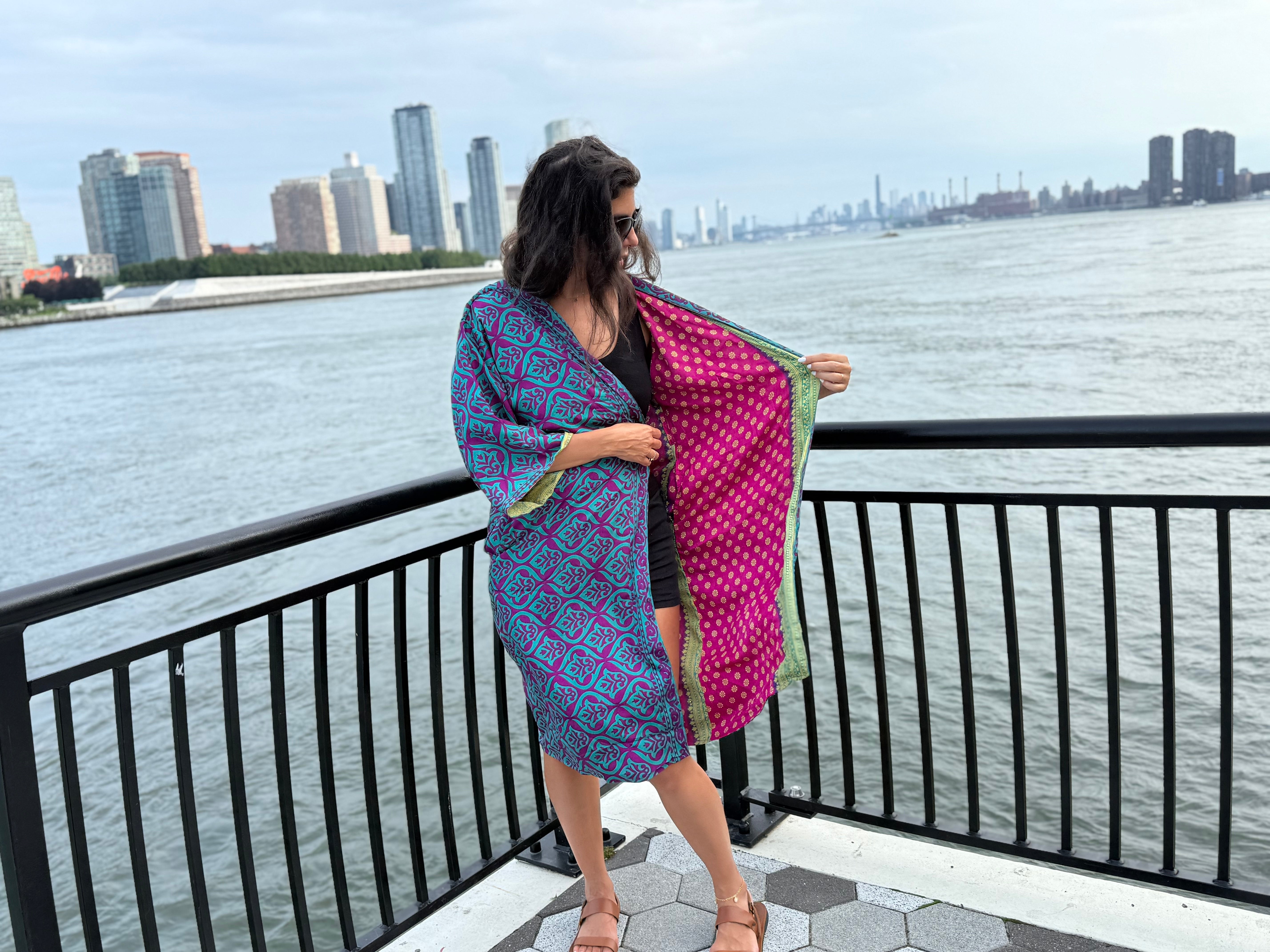 Reversible Saree Kimono Rose