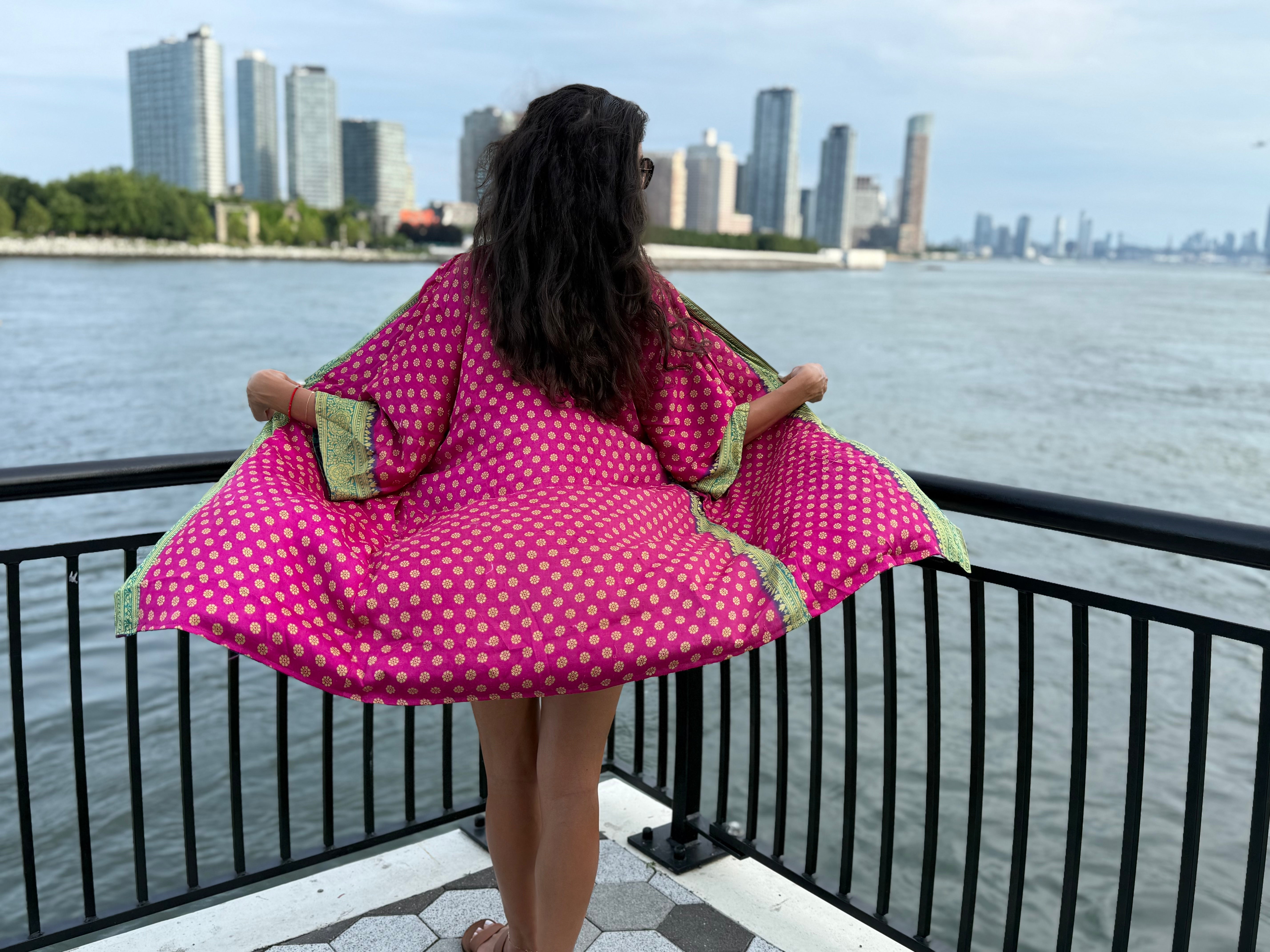 Reversible Saree Kimono Rose