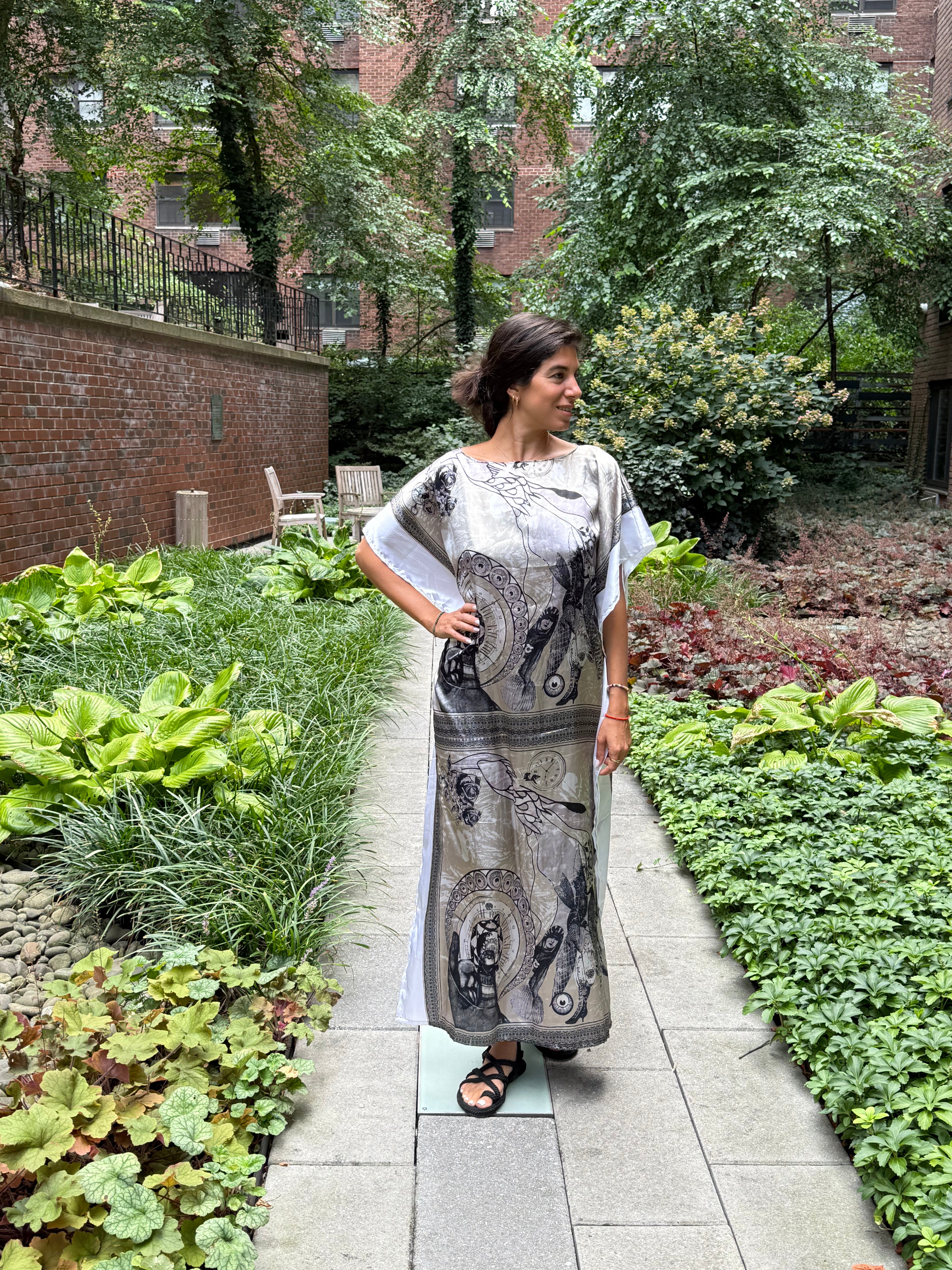 White Satin Full Length Kaftan