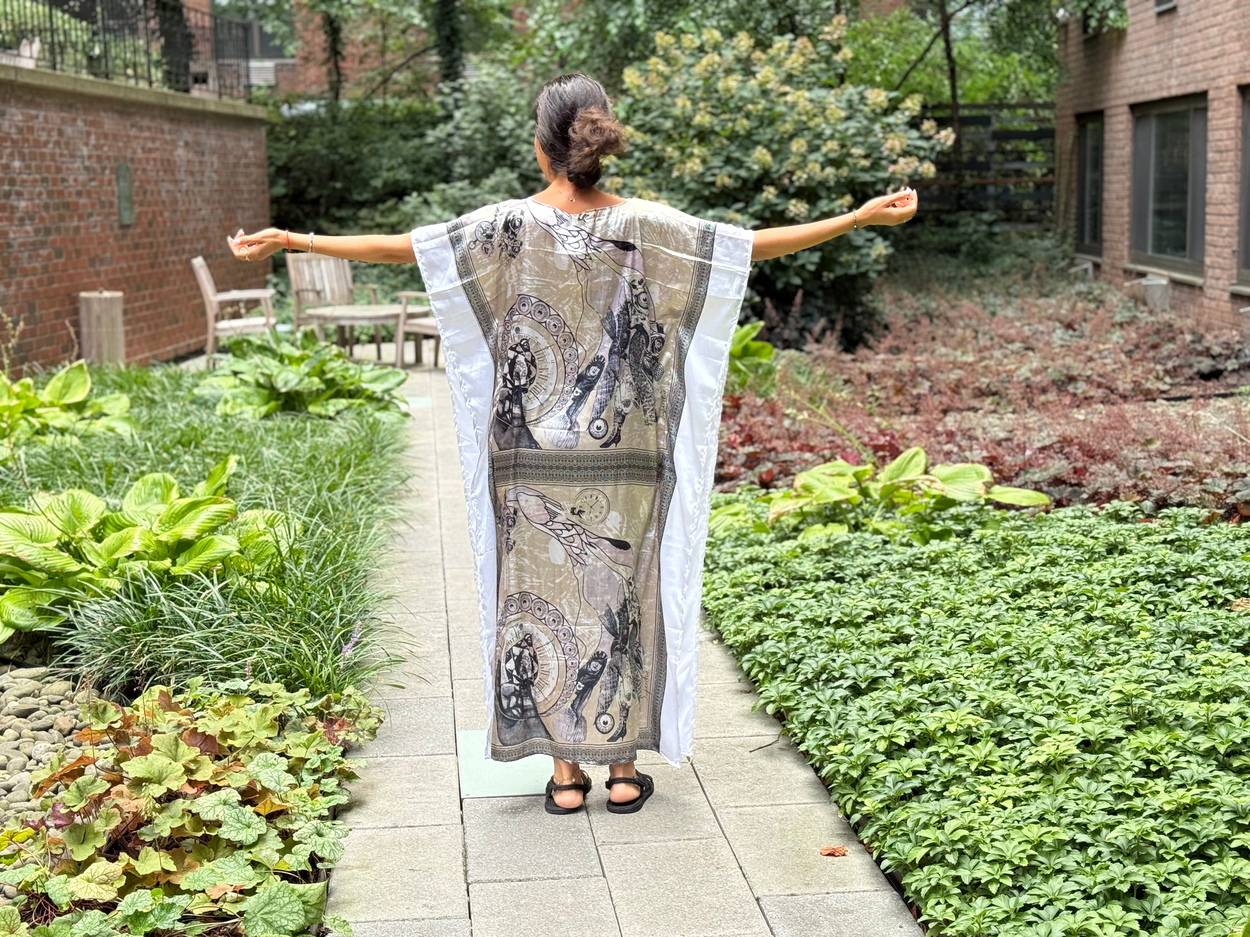 White Satin Full Length Kaftan