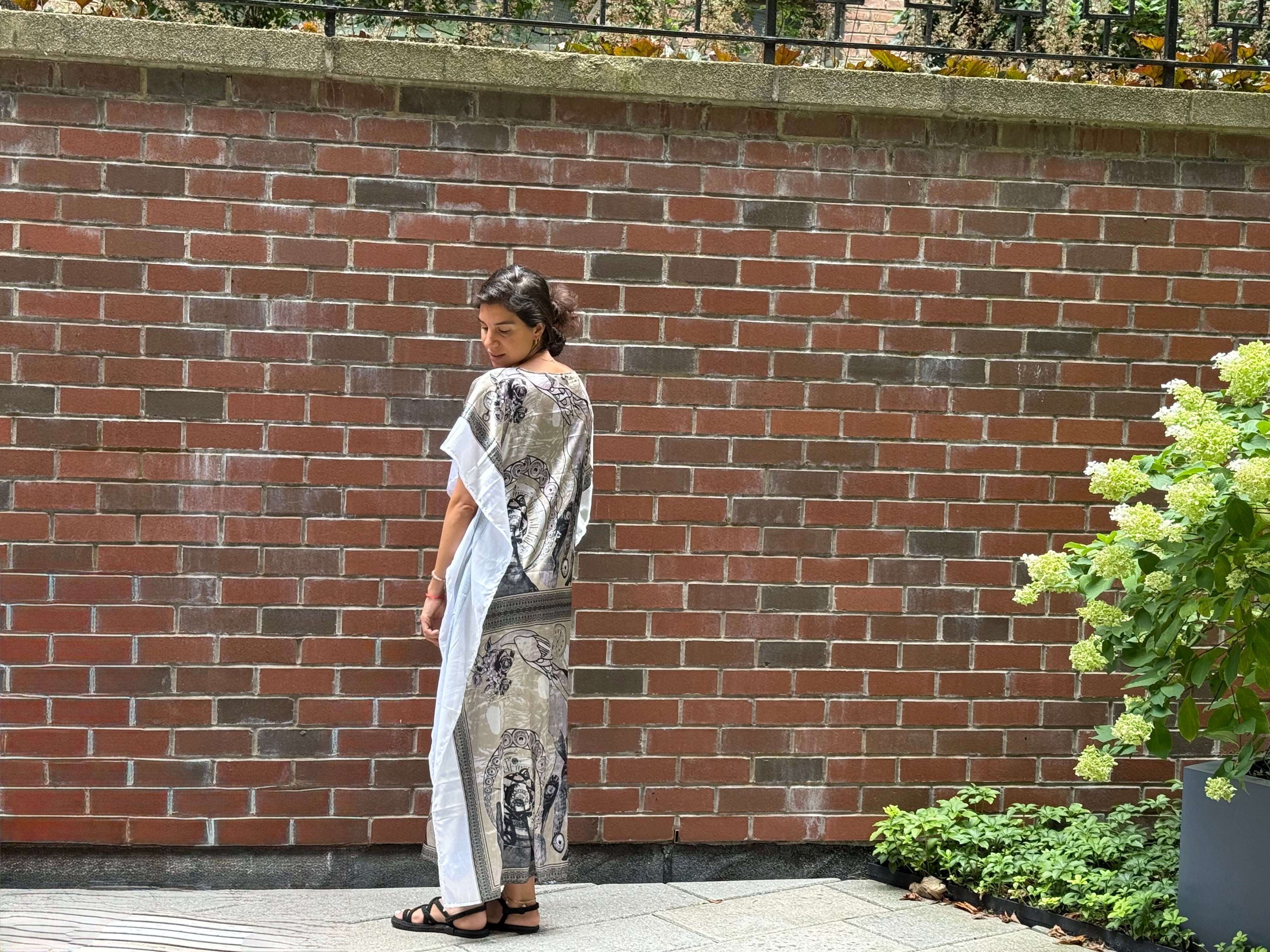 White Satin Full Length Kaftan