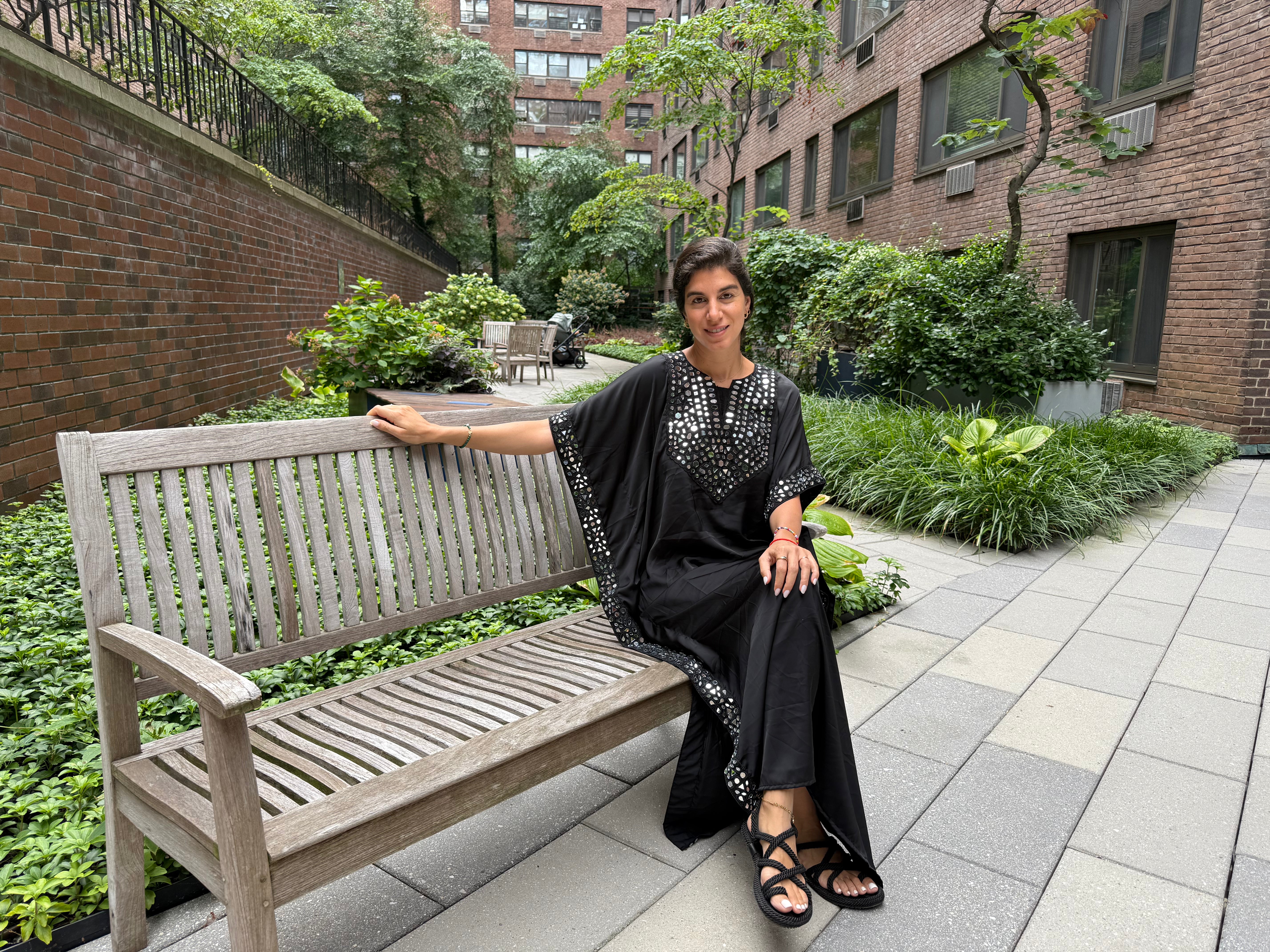 Black Satin Full Length Kaftan