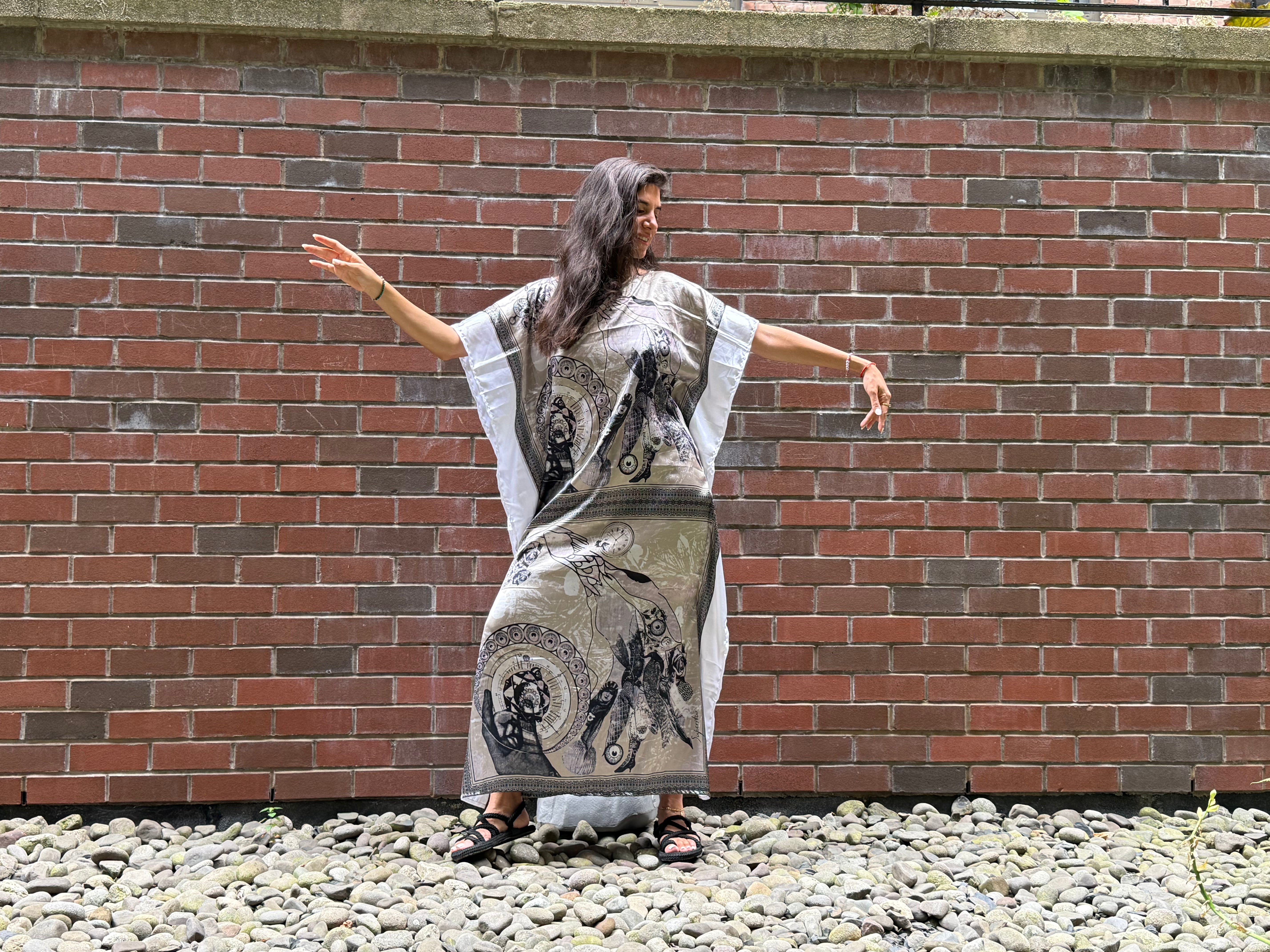 White Satin Full Length Kaftan