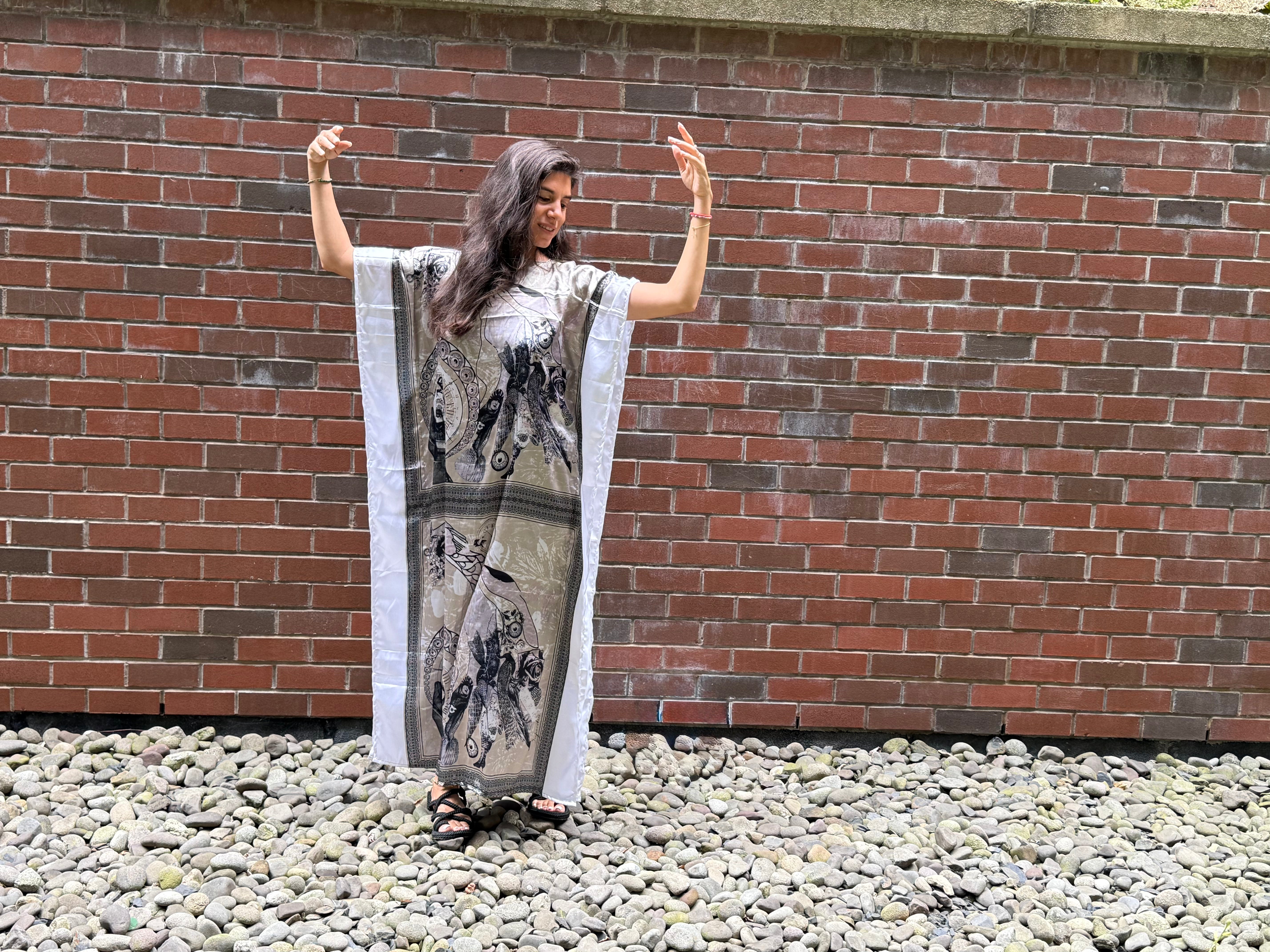 White Satin Full Length Kaftan