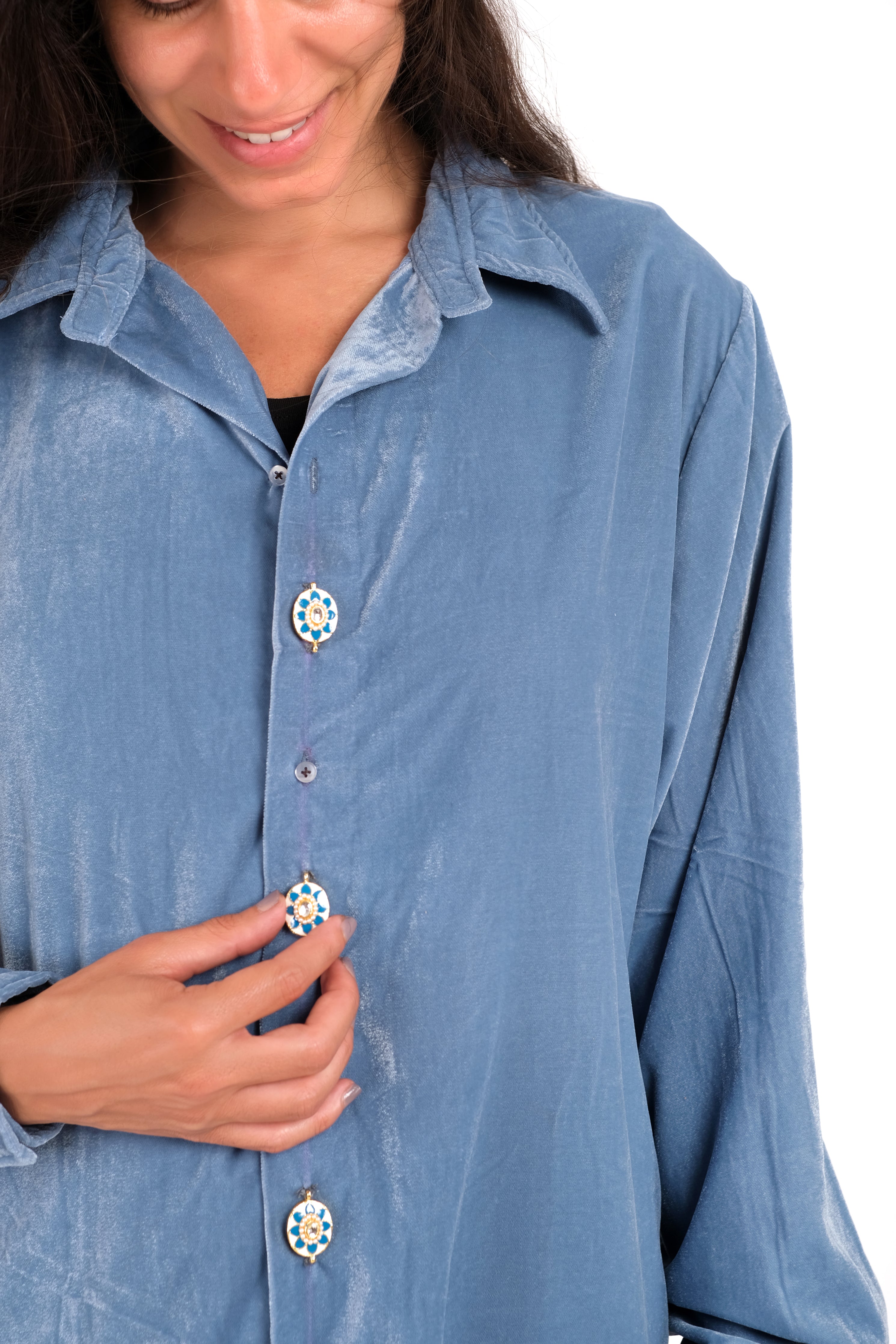 Light Blue Velvet Shirt