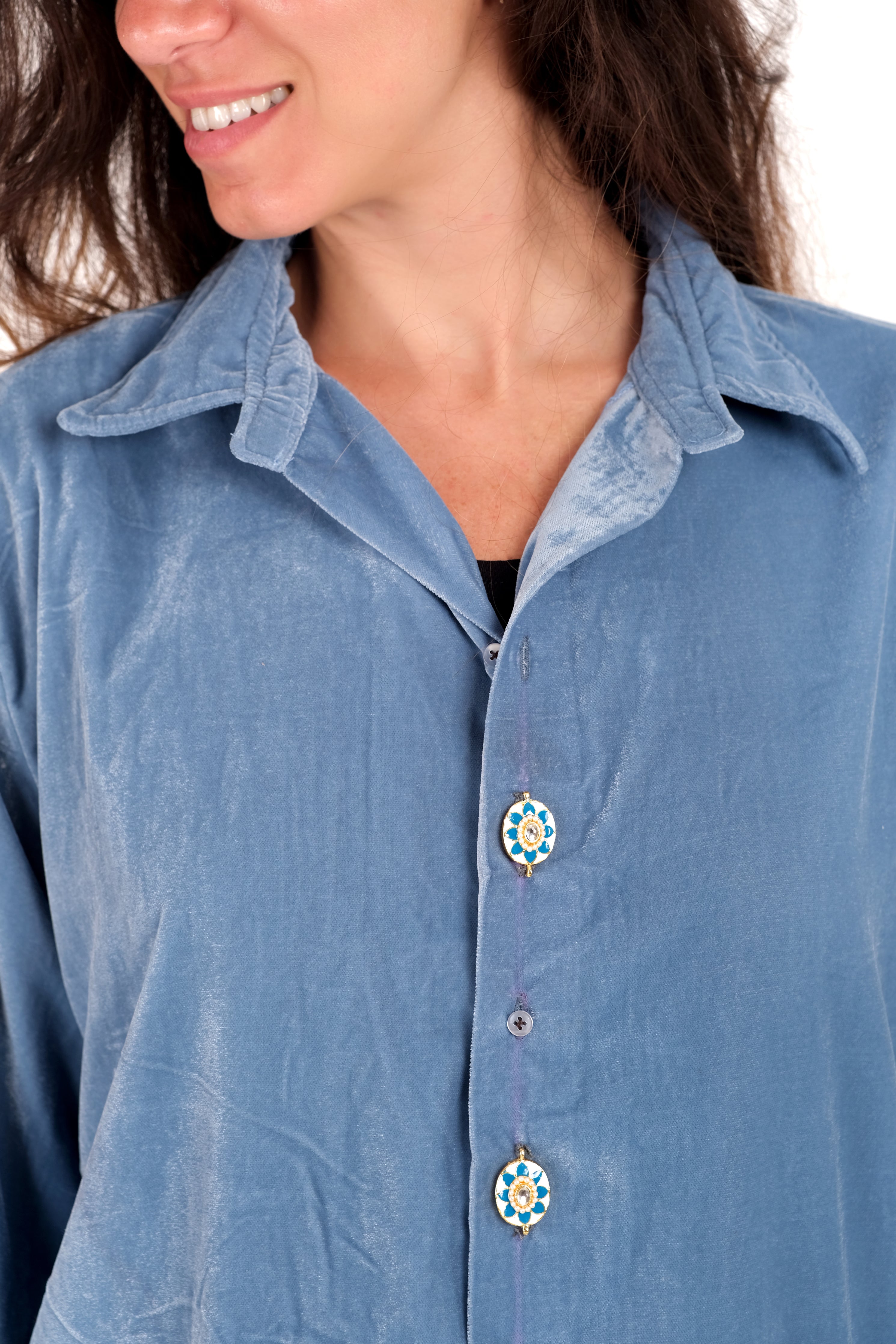 Light Blue Velvet Shirt